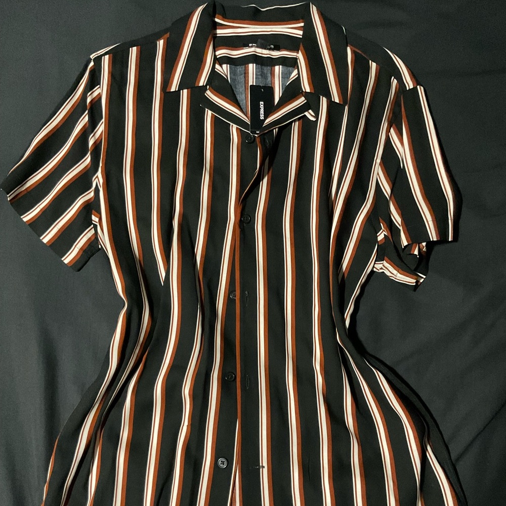 Express Black and Brown Striped Shirt